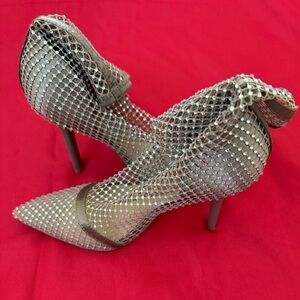 Elegant Silver Mesh Women's Heels